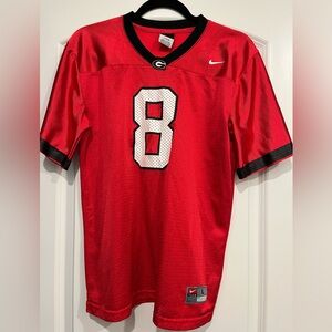 Vintage Nike Georgia Bulldogs #8 Kids Football Jersey UGA Shirt Red Sz L 16/18